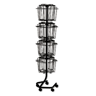 Wire Rotary Display Racks Charcoal, 16 Compartments, 15w x 15d x 60h, Charcoal Flipcost Flipcost