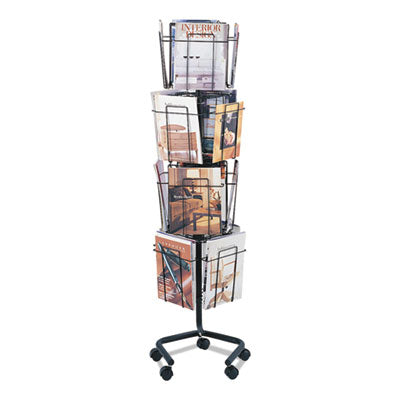 Wire Rotary Display Racks Charcoal, 16 Compartments, 15w x 15d x 60h, Charcoal Flipcost Flipcost