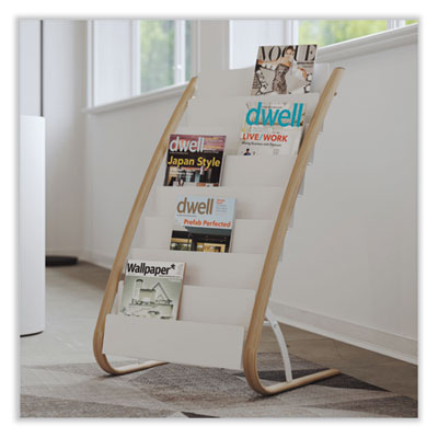 Literature Floor Display Rack, 22.8 x 19.69 x 36.61, White/Woodgrain Flipcost Flipcost