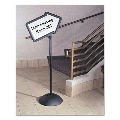 WriteWay Double-Sided Magnetic Dry Erase Standing Message Sign, Arrow, 64.25" Tall Black Stand, 25.5 x 17.75 White Face Flipcost Flipcost