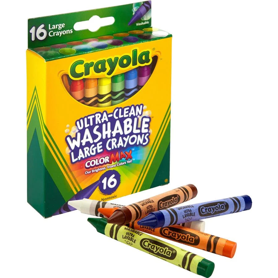 Crayola® Ultra-Clean Washable Crayons, Large, Assorted, 16/Box