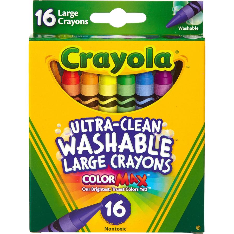 Crayola® Ultra-Clean Washable Crayons, Large, Assorted, 16/Box