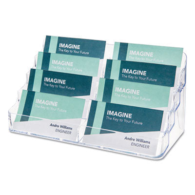 deflecto® 8-Pocket Business Card Holder, Holds 400 Cards, 7.78 x 3.5 x 3.38, Plastic, Clear Flipcost Flipcost