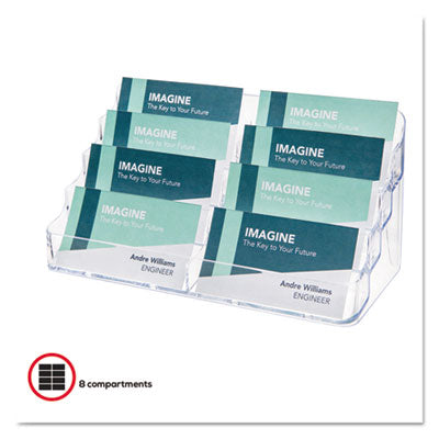 deflecto® 8-Pocket Business Card Holder, Holds 400 Cards, 7.78 x 3.5 x 3.38, Plastic, Clear Flipcost Flipcost