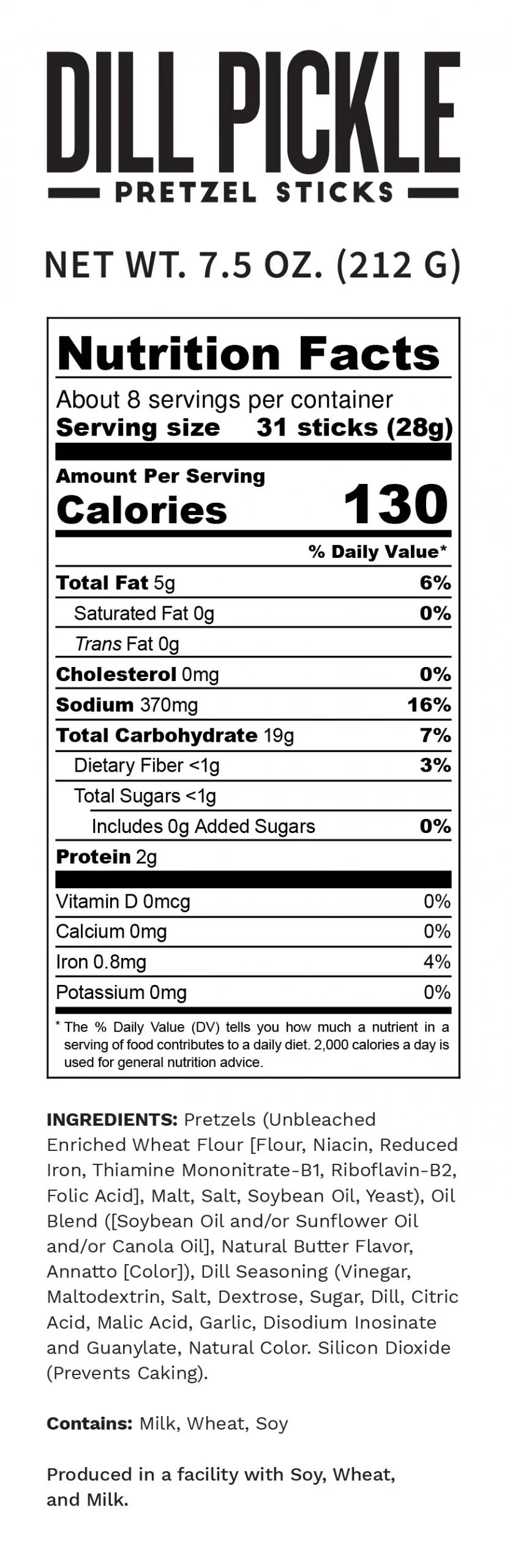 Pop Daddy Dill Pickle Pretzel Sticks, 3 oz Bag, 15/Carton