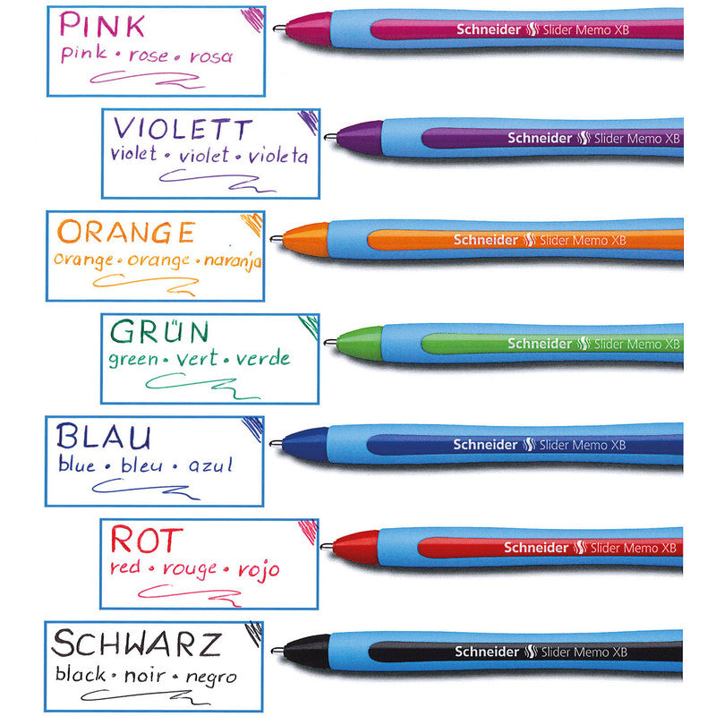 Schneider® Slider Memo XB Ballpoint Pen, Stick, Extra-Bold 1.4 mm, Blue Ink, Blue/Light Blue Barrel, 10/Box