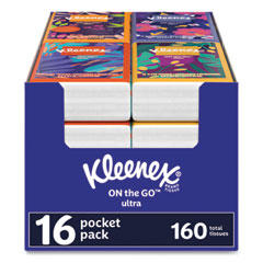 Kleenex® On The Go Packs Facial Tissues, 3-Ply, White, 10/Pouch, 16 Pouches/Pack, 6 Packs/Carton - Flipcost